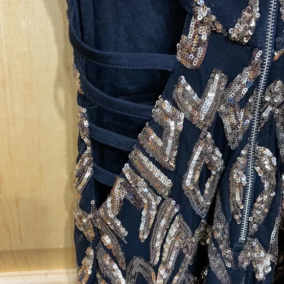 Privy gold sequin skinny strap zipper back size S - Picture 7 of 7